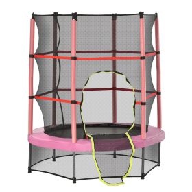 Outsunny 5FT Pink Kids Trampoline with Enclosure Net, Safe Bouncing, for Ages 3 to 6, Indoor/Outdoor Use