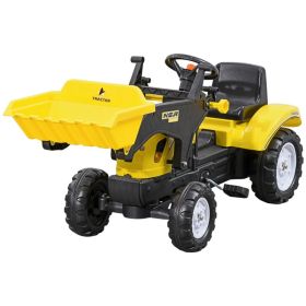 Ride on Tractor for Kids, Pedal Construction Car with Front Loader Digger for 3 Year Old, Yellow (Option: Yellow)