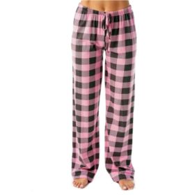 Women's Stretch Plaid Casual Pants With Pockets (Option: Pink-S)