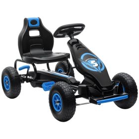 Kids Pedal Go Kart, Ride On Toys for Boys Girls with Ergonomic Adjustable Seat, Rubber Wheels Shock Absorb, Safety Hand Brake, Ages 5-12 Years Ol (Option: Blue)