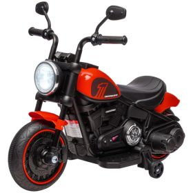 6V Kids Motorcycle with Training Wheels, Foot Pedal, Headlight, Music, Forward/Reverse, Single-Button Start, Red (Option: Red)