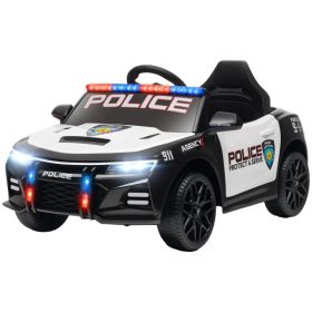 Kids Electric Ride on Police Car with Remote Control, Sirens, Flashing Lights, Music, Horn, Shock Absorbers, White (Option: White)