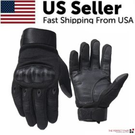 Tactical Motorcycle Motocross Full Finger Gloves Motorbike Riding Racing Mittens (Option: L-Black)