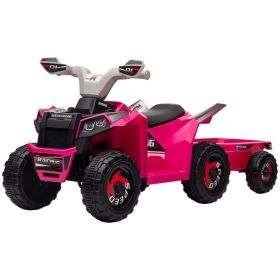 6V Electric Toy Car with Back Trailer, Forward Backward, Wear-Resistant Wheels for Ages 18-36 Months, Pink (Option: Pink)