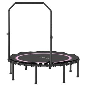 48" Rebounder Trampoline for Adults, Foldable Mini Trampoline with Adjustable Handle Bar for Indoor Outdoor, Pink (Option: Pink-960x460x130 mm)