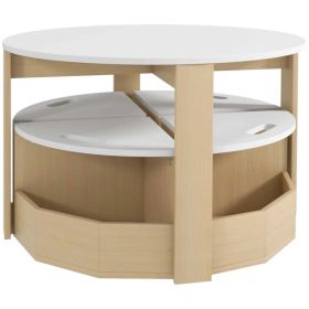 5 Piece Kids Table and Chair Set with Storage for Kids Room, White (Option: White)