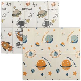 Double Sided Baby Play Mat, Reversible & Waterproof Foldable Crawling Mat, Astronaut & Planet Theme (Option: multi-coloured)
