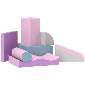 7 Pieces Soft Play Foam Climbing Blocks, Indoor Modular Kids Play Toys for Climbing, Crawling, Sliding, Light Colour (Option: Multi Colour)