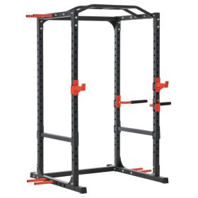 Adjustable Power Tower Dip Station Pull Up Bar Squat Rack Power Cage At Home Workout Equipment, Upper Body Strength Training Equipment (Option: Black-2080x290x75 mm)