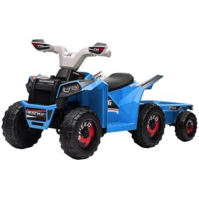 6V Kids ATV Quad, Battery Powered Electric Vehicle for Kids with Back Trailer, Wear-resistant Wheels, for Boys and Girls - Blue (Option: Blue)