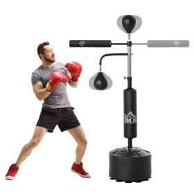 Soozier 4-in-1 Boxing Punching Bag Stand with 2 Speedballs, 360° Relax Bar, & PU-Wrapped Bag & Adjustable Height, Black (Option: Black-200x200x980 mm)