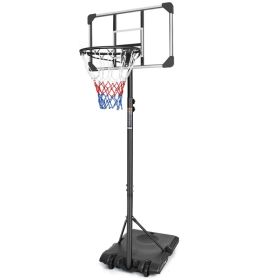 16" Portable Basketball Hoop Outdoor | 5.6ft ~7ft Stepless Adjustable Height Basketball Goal System for Driveway, Backyard, for All Ages,Basketba (Option: Black)