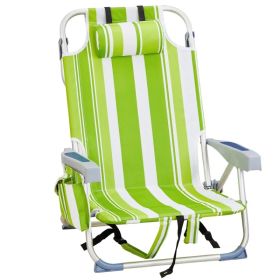 63*65*82cm Short Oxford Cloth Silver White Aluminum Tube Bearing 100kg Beach Chair Green Stripes (Option: As picture)