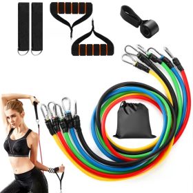 11Pcs Resistance Bands Set Fitness Workout Tubes Exercise Tube Bands Up to 100lbs w/ Door Anchor Handles Ankle Straps for Physical Training Yoga (Option: AS  PIC)