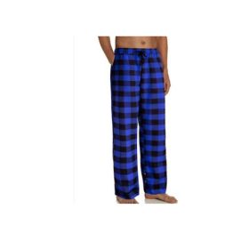 Women's Stretch Plaid Casual Pants With Pockets (Option: Blue-L)