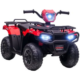 12V Kids ATV Quad, 4 Wheeler Battery Powered Electric Vehicle with Music MP3, Headlights, High Low Speed, Treaded Tires, for Boys and Girls Ages (Option: Red)
