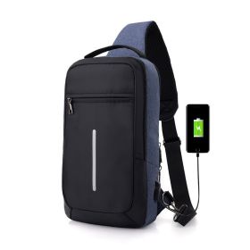 Anti-theft USB charging chest bag with you (Option: Navy Blue)