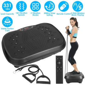 Whole Body Vibration Plate Exercise Machine 1–120 Speed Levels with 2 Resistance Bands, Touch & Remote Control Vibration Platform with Bluetooth (Option: Black)