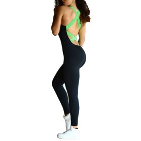 Women Sports YOGA Workout Gym Fitness Jumpsuit for Fitness Valentine's Day Gift (Option: Green-XXL)