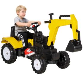 Ride on Tractor for Kids, Pedal Excavator Ride on Toy for 3 Year Old, Yellow (Option: Yellow)