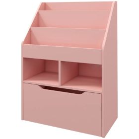 Kids Bookcase with Storage Drawer for Books, Reading Nook, for Classroom, Bedroom, Playroom, Pink (Option: Pink)