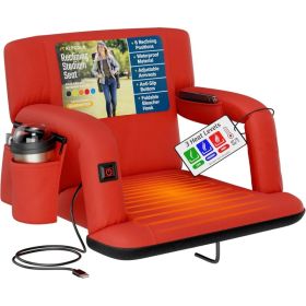 Alpcour Heated Reclining Stadium Seat For Bleachers With Back Support (Option: Red-21Wide)