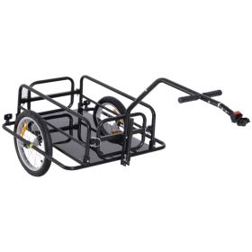 Foldable Bike Cargo Trailer Cart With Hitch, 88 Lbs. Capacity, Black (Option: Black)