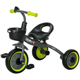 Tricycle for Toddler 2-5 Year Old Girls and Boys, Toddler Bike with Adjustable Seat, Basket, Bell, Black (Option: Black)