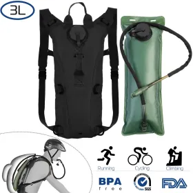 Tactical Hydration Pack 3L Water Bladder Adjustable Water Drink Backpack (Option: Black-3L)