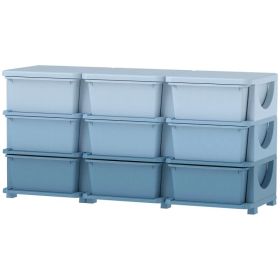 3 Tier Kids Toy Organizer and Storage Bins with 9 Plastic Drawers, Blue (Option: Blue)