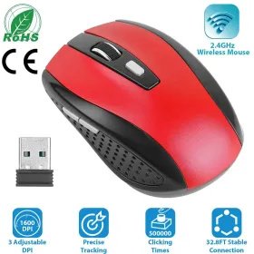 2.4G Wireless Gaming Mouse Optical Mice W/ Receiver 3 Adjustable DPI 6 Buttons (Option: Red)