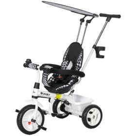 6 in 1 Kids Tricycle with Removable Handlebar and Canopy, White (Option: White)