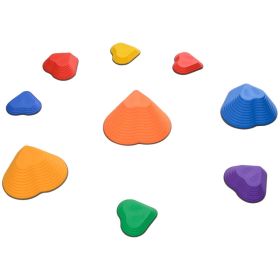 9PCs Non-Slip Stackable Kids Stepping Stones, Heart-Shaped (Option: Multi Colour)