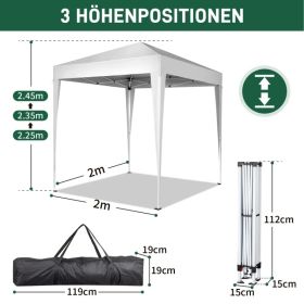 6.5x6.5ft Pop Up Canopy Tent, Outdoor Tent Canopy Foldable Portable Canopies for Camping, Patio, Easy Up Gazebo Canopy with Carry Bag, White (Option: Default Title)
