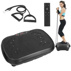 Vibration Exercise Machine Vibrating Plate Platform Whole Body Fitness Vibration Workout Equipment with 120 Speeds 1-20Mins Timer Resistant Bands (Option: Black)