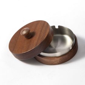 Wooden Trendy Unique Black Walnut Ashtray With Lid (Option: Silver Liner With Handle)