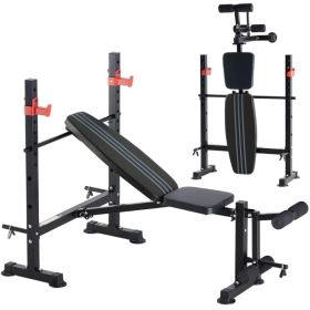 650LBS Adjustable Weight Bench with Rack & Leg Developer, Foldable Bench Press Set for Home Gym, Heavy Duty Strength Training Station for Full Bo (Option: Black)