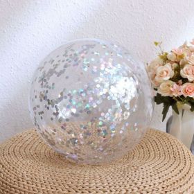Inflatable Beach Ball; 16/24 In Pool Toys Balls; Giant Confetti Glitters Inflatable Clear Water Ball; Swimming Pool Water Beach Toys Outdoor; Sum (Color: Silvery, size: 40cm/24in)