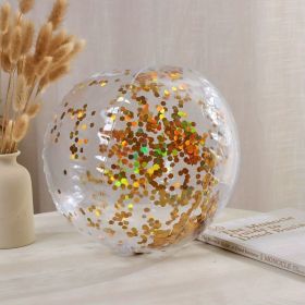 Inflatable Beach Ball; 16/24 In Pool Toys Balls; Giant Confetti Glitters Inflatable Clear Water Ball; Swimming Pool Water Beach Toys Outdoor; Sum (Color: Golden, size: 30cm/16in)