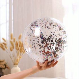Inflatable Beach Ball; 16/24 In Pool Toys Balls; Giant Confetti Glitters Inflatable Clear Water Ball; Swimming Pool Water Beach Toys Outdoor; Sum (Color: Multicolor, size: 40cm/24in)
