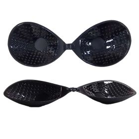 Adhesive Bra Strapless Sticky Invisible Push up Silicone Bra (Color: Black, size: C)
