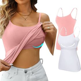 Womens Camisole Sleeveless Cami Vest Top Yoga Tank Tops (Color: Pink, size: XL)