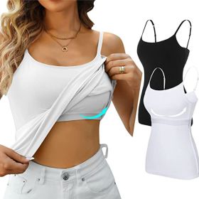 Womens Camisole Sleeveless Cami Vest Top Yoga Tank Tops (Color: White, size: S)