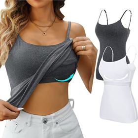 Womens Camisole Sleeveless Cami Vest Top Yoga Tank Tops (Color: grey, size: M)