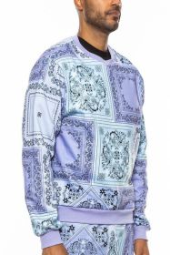 Weiv Paisley Bandana Print CrewNeck (Color: Lavender, size: S)