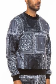 Weiv Paisley Bandana Print CrewNeck (Color: Black, size: M)