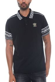 Version Couture Polo Button Down Shirt (Color: Black, size: XL)