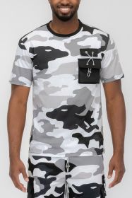 Weiv Full Camo Short Sleeve TShirt (Color: grey, size: XL)