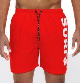 Surf&Beach Swim Trunks Board Shorts (Color: Red, size: S)