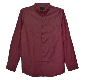 Weiv Men's Casual Long Sleeve Shirts (Color: BURGUNDY, size: 2XL)